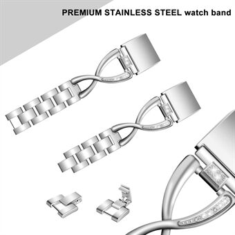 Diamond Decor Zinc Alloy Chain Watch Rem til Fitbit Charge 2