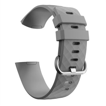 Diamond Grain Silicone Smart Watch Band Udskiftning [Stor størrelse] til Fitbit Charge3 / Charge4