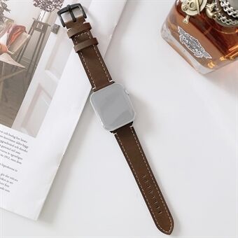 Profilsyning Ægte læder med sort spændeurbånd til Apple Watch Series 6 / SE / 5/4 44mm / Series 3 2 1 Watch 42mm
