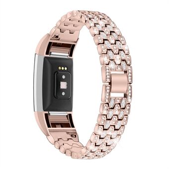 Rhinestone Decor Zinc Alloy Smart Watch Band Rem Replacement for Fitbit Charge 2