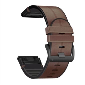 Ægte læder + udskiftning af armbåndsur i silikone til Garmin Fenix 6X / 5X Plus / 3 / 3HR
