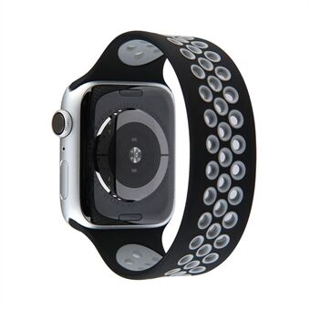 Dual Color Round Holes Silicone Smart Watch Strap Replacement Watchband [Størrelse: L] til Apple Watch Series 4/5/6 / SE 40mm / Apple Watch Series 1/2/3 38mm