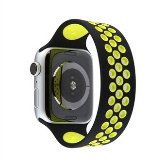 Dual Color Round Holes Silikone Smart Watch Rem Replacement Watchband [Størrelse: S] til Apple Watch Series 4/5/6 / SE 44mm / Apple Watch Series 1/2/3 42mm