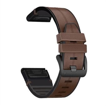 22MM PU læderoverflade + silikone Smart Watch-rem til Garmin Watch