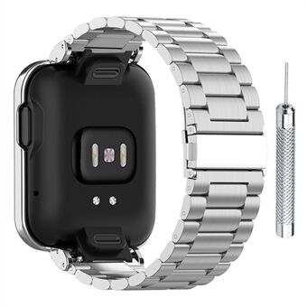 Integreret tre perler 304 rustfrit Steel erstatningsurrem med urkassebeskytter til Xiaomi Redmi Watch / Mi Watch Lite - Sølv