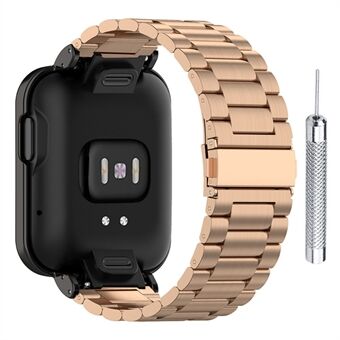 Udskiftning 304 rustfrit Steel urrem med tre perler med urkassebeskytter + installationsværktøj til Xiaomi Redmi Watch / Mi Watch Lite