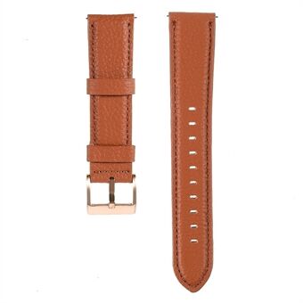 22 mm litchi tekstur ægte læder urrem Justerbar erstatningsarmbånd til Samsung Gear S3 Classic /Gear S3 Frontier/Galaxy Watch 46 mm