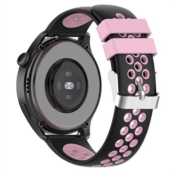 22 mm åndbar dobbeltfarvet silikone urrem armbånd med flere huller Design til Huawei Watch GT3 46 mm/ Samsung Gear S3 Frontier/ Classic