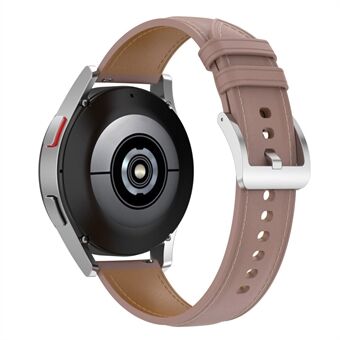 Til Huawei Watch GT2/ Samsung Galaxy Watch Active 20mm Universal Stitch Line First Layer Kohud Ensfarvet Smart Watch erstatningsrem