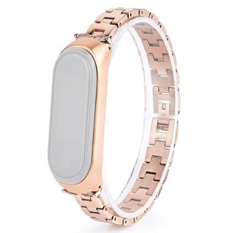 Til Xiaomi Mi Band 3/4 Bling Rhinestone Dekorativt Smart Watch Rustfrit Steel Kæde Urrem Metal Urrem