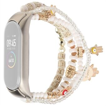Til Xiaomi Mi Band 3/4 Bohemian Beaded Armbånd Armbånd Smart Watch Erstatningsrem med Hand of Fatima Pendant til kvinder