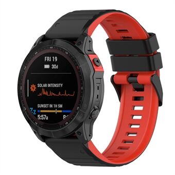 For Garmin Fenix 7/6/5 Silicone Watch Band 22mm Dual Color Adjustable Smart Watch Strap Replacement