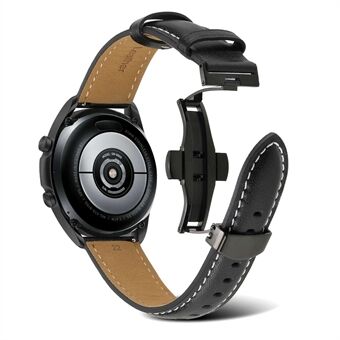 For Samsung Galaxy Watch4 40mm/44mm/Garmin Venu 2 Plus 20mm Replacement Genuine Leather Watch Strap Stitching Line Wrist Band