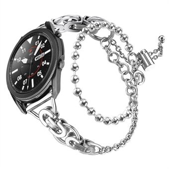 Til Samsung Galaxy Watch4 Active 40mm 44mm/Watch4 Classic 46mm 42mm Anti-ridse rustfrit Steel Perle Decor Dual Circle Watch Band Armbånd Holdbar Armbåndsrem - Sølv