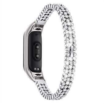 Til Xiaomi Mi Band 7 Rhinestones Dekor Udskiftningsrem Rustfrit Steel runde perler Smart Watch Armbånd