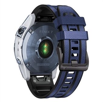 Til Garmin Tactix 7 Pro / Fenix 7X / Fenix 6X Pro Quick Release læderbelagt silikone Smart Watch Bånd Håndledsrem 26 mm