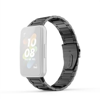Til Huawei Band 7 Three Beads Rustfrit Steel Smart Watch Band Udskiftning Anti-slid håndledsrem - Sort