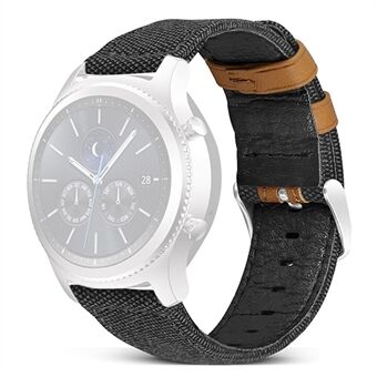 Til Samsung Galaxy Watch 5 40 mm / 44 mm / Watch 5 Pro 45 mm Urrem 20 mm Canvas Coated ægte læder håndledsrem