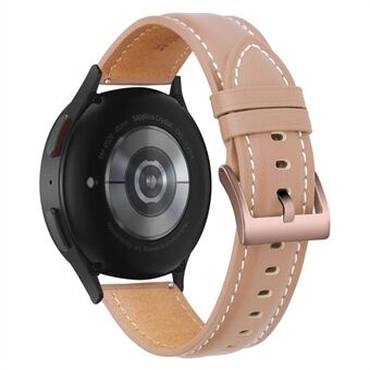 Til Samsung Galaxy Watch 5 40 mm / 44 mm / 5 Pro 45 mm syning urbånd Ægte læder urrem Justerbar armbånd