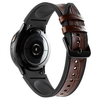 Til Samsung Galaxy Watch 5 Pro 45 mm / Ur 5 40 mm / 44 mm / Ur 4 40 mm / 44 mm Udskiftning af ægte læderbelagt silikone urrem