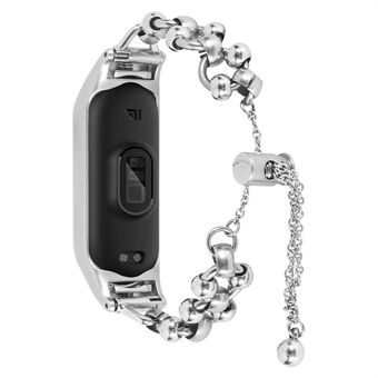Til Xiaomi Mi Band 3/4 urrem Metalarmbånd Udhulet perledekor Udskiftning af Smartwatch-rem