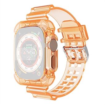 Til Apple Watch Ultra 49 mm to-rækkede huller TPU Smart Watch Band Udskiftningshåndledsrem integreret med Urkasse