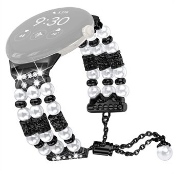 Til Google Pixel WatchThree Rows Faux Pearls Beads Armbånd til erstatningsarmbånd til håndledsrem