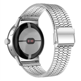 Til Google Pixel Watch Luster Steel Smartwatch-rem erstatningsurrem med spænde -sølv