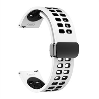 Silikone urrem til Garmin Forerunner 265 / Honor Watch GS 3i, 22 mm tofarvet magnetrem med sort foldespænde
