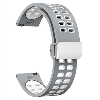 22 mm silikone urrem til Garmin Forerunner 265 / Honor Watch GS 3i, tofarvet magnetbånd med sølv foldespænde