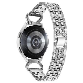 Rhinestone Decor Band til Samsung Galaxy Watch3 41mm / Watch4 Active 40mm / Watch 5 Active 40mm / Watch4 40mm 44mm / Watch 5 40mm 44mm, 5-perle 20mm rustfrit Steel urrem