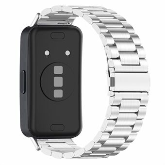 Urrem til Huawei Band 8, 3-perlet rustfrit Steel erstatnings Smartwatch-rem - sølv