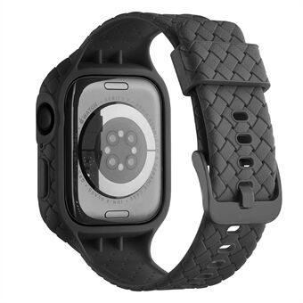 Til Apple Watch Series 8/7 45 mm vævet tekstur TPU urrem Integreret urrem med etui