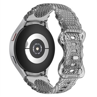 TPU urrem til Samsung Galaxy Watch4 40 mm 44 mm / ur 5 40 mm 44 mm , halvmåneblomstret kant gennemsigtig rem
