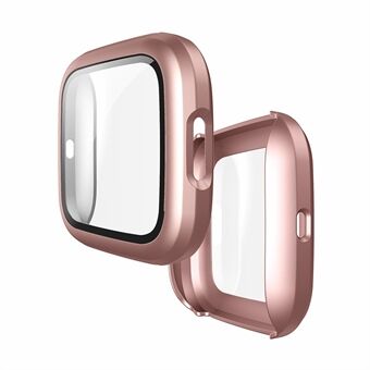 Rubberized PC Frame Intergrated Tempered Glass Screen Protector Smart Watch Cover for Fitbit Versa 2
