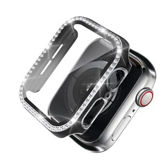 Dobbeltfarvet galvanisering af krystal pc-uretui + skærmbeskytter til hærdet glas til Apple Watch 1/2/3 38mm