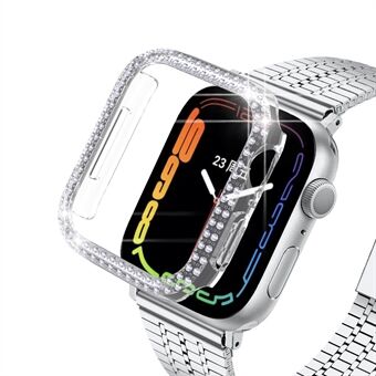 Shiny Rhinestone Hard PC Clear Watch Case Edge Protector til Apple Watch Series 7 45mm