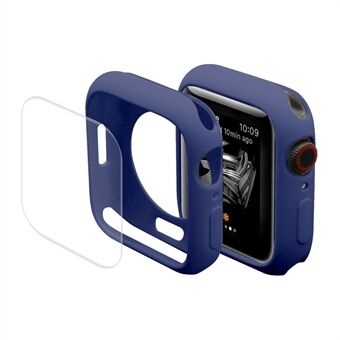 ENKAY Ensfarvet blød TPU Urkasse Cover med Transparent Buet Full Cover PET skærmbeskytter til Apple Watch Series 7 45mm