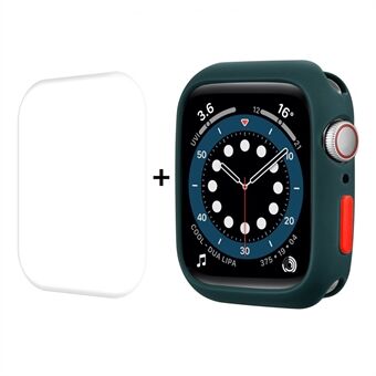 ENKAY Knap Cover Blød TPU Urkasse Shell med buet PET fuld størrelse skærmbeskytter til Apple Watch Series 7 41mm