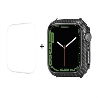 ENKAY Carbon Fiber Texture PC Hard Protective Watch Case med Hot Bending Buet PET fuld skærmbeskytter til Apple Watch Series 7 41mm