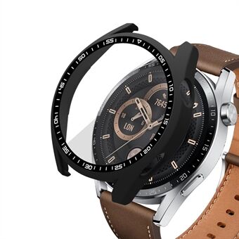 Til Huawei Watch GT3 46 mm stødsikker hård pc-ramme beskyttende skal med anti-ridse HD hærdet glas skærmbeskytter