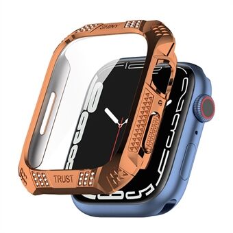 Til Apple Watch Series 7 41 mm galvanisering PC Watch Beskyttende Case Cover med Rhinestone Decor + Hærdet glas skærmbeskytter