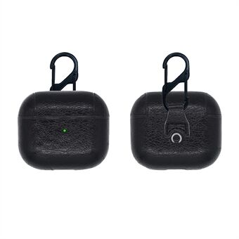 PU-læderbelagt pc-øretelefon-etui Bluetooth-øretelefon-beskyttelsescover med hængekrog til Apple AirPods 3
