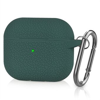 Litchi Texture Silikone Case Høretelefon Opladningsboks Støvtæt cover med anti-tab krog til Apple AirPods 3