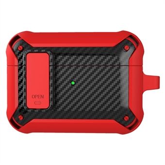 Carbon Fiber Texture Snap-on Låg Design Trådløs øretelefon TPU+PC beskyttelsescover til AirPods Pro