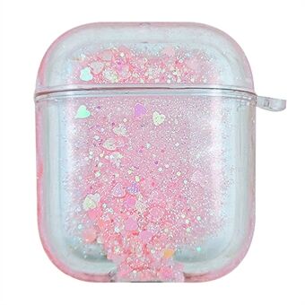 For Apple AirPods 1/2/with Charging Case (2016)/with Charging Case (2019)/with Wireless Charging Case (2019) Glittering Powder Quicksand Clear Based PC Cover Case