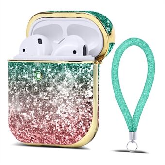 For AirPods with Wireless Charging Case (2019)/AirPods with Charging Case (2016)/(2019) Sparkling Gradient Protective Cover Bluetooth Earphone Case Sleeve with Hand Strap