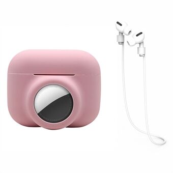 For Apple AirPods Pro + for AirTag 2-in-1 Silicone Protective Cover Anti-drop Case with Earphone Anti-lost Rope