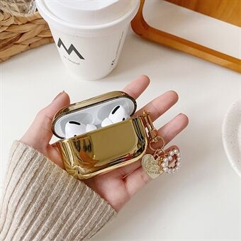 For Apple AirPods Pro Electroplating Earbuds Soft TPU Cover Charging Case Protective Shell with Pendant