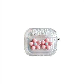 Til Apple AirPods 3 Cute Pink Flower Earphone Case Blød TPU hovedtelefon Stødsikkert beskyttelsescover med fjedernøglering